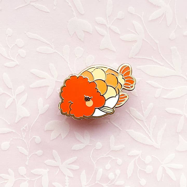 Alum and Ink - Wholesale Lapel Pin/Button - Ranchu Goldfish Enamel Pin3
