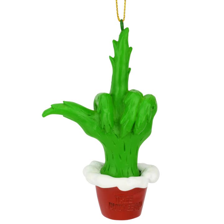 Tree Buddees - Wholesale Ornament - Green Hand Giving the Middle Finger Naughty Christmas Ornament1
