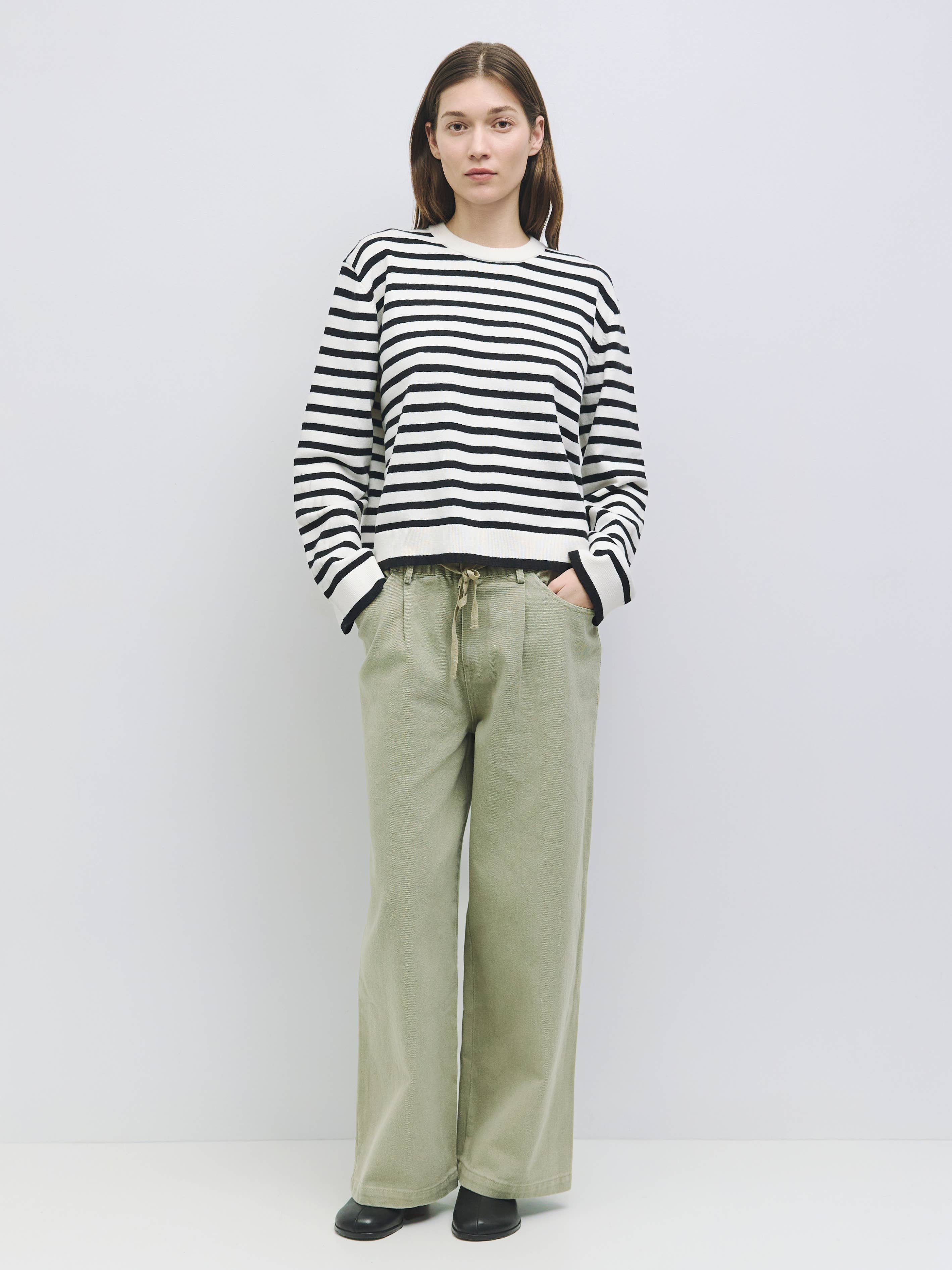 MOD REF - Wholesale Knit Sweater - Women's - The Klein Sweater | Striped Boyfriend Sweater1