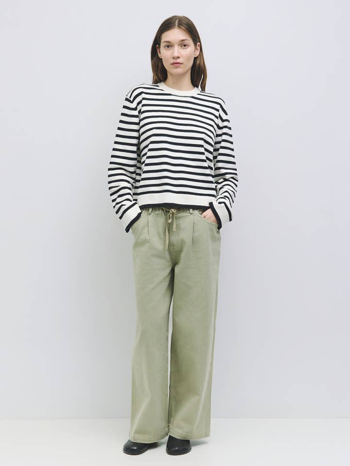 MOD REF - Wholesale Knit Sweater - Women's - The Klein Sweater | Striped Boyfriend Sweater1