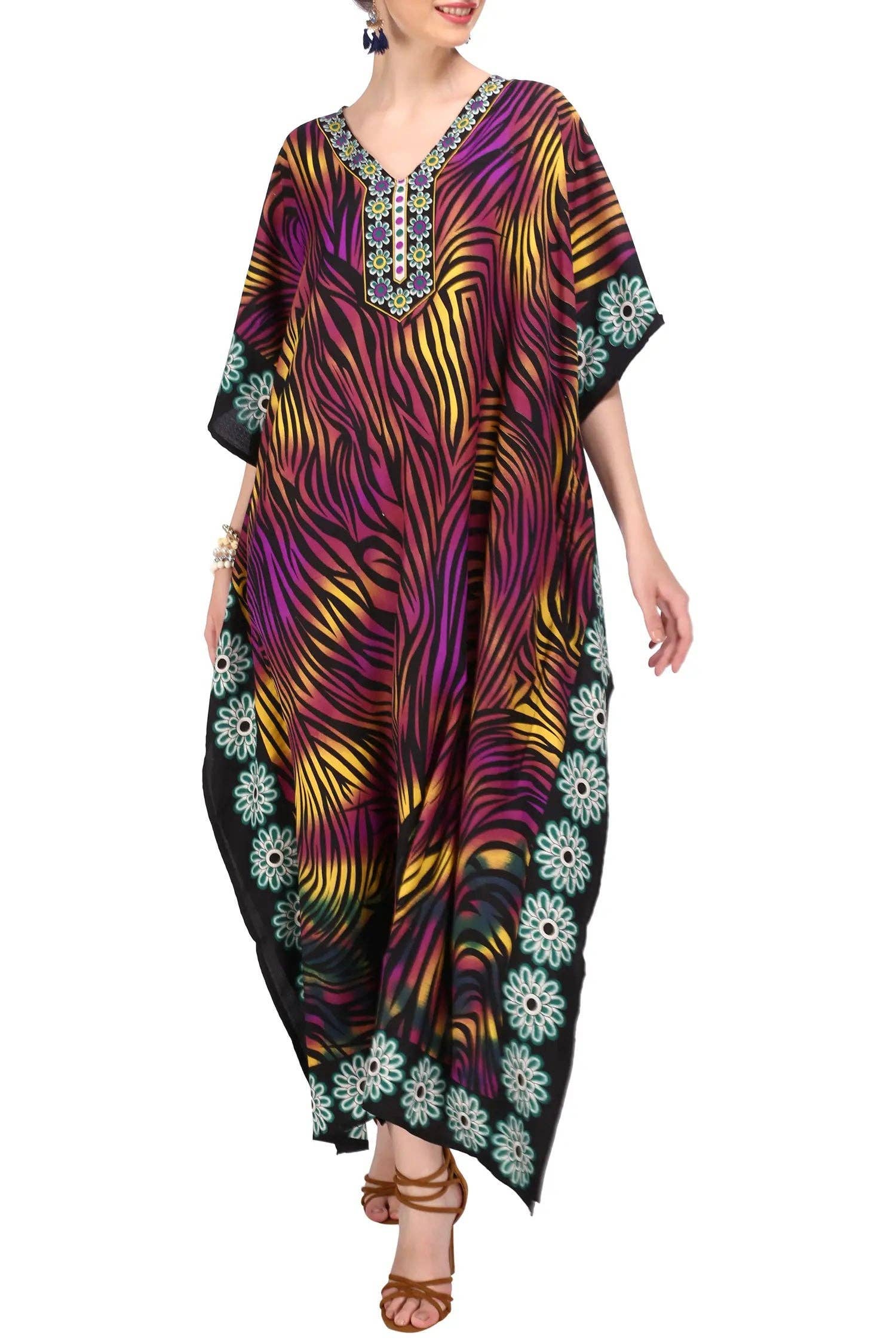 Miss Lavish London - Wholesale Kaftan - Women's - Women Long Kaftan Summer Caftan Dress, 2 Colors S-3XL, 6014