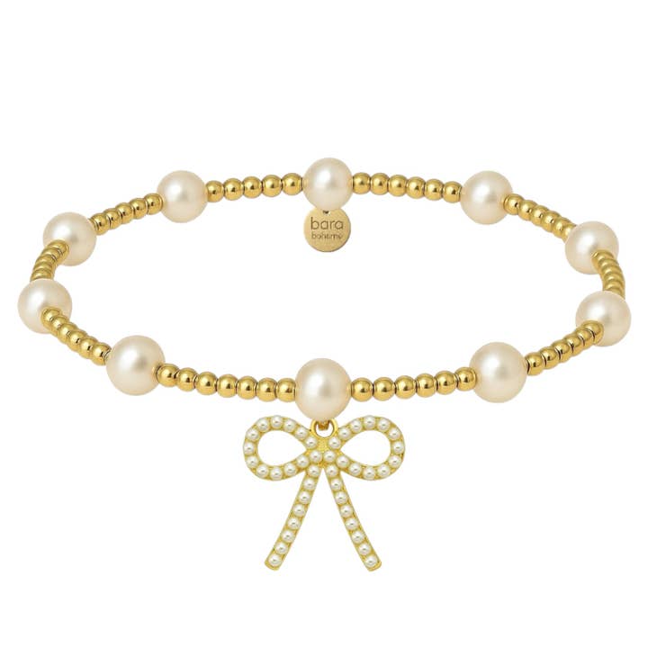 Bara + Parel Strik Bedel | Goudgevuld Kralen Armband voor wholesale door bara boheme