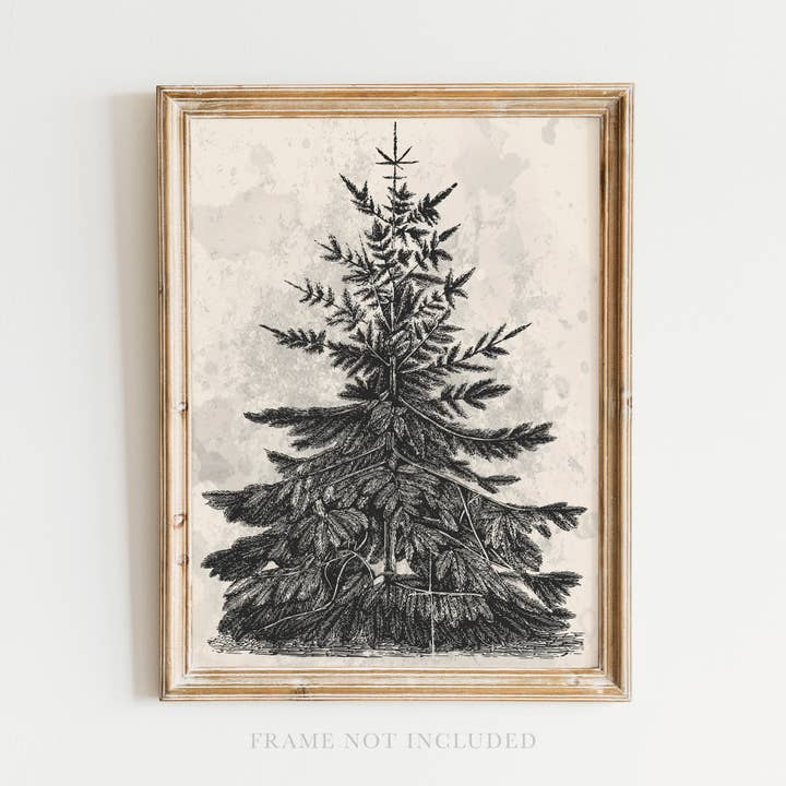 Vintage PineTree Vægkunst Print Feriedekoration, Natur for engroshandel hos Rooted in Truth