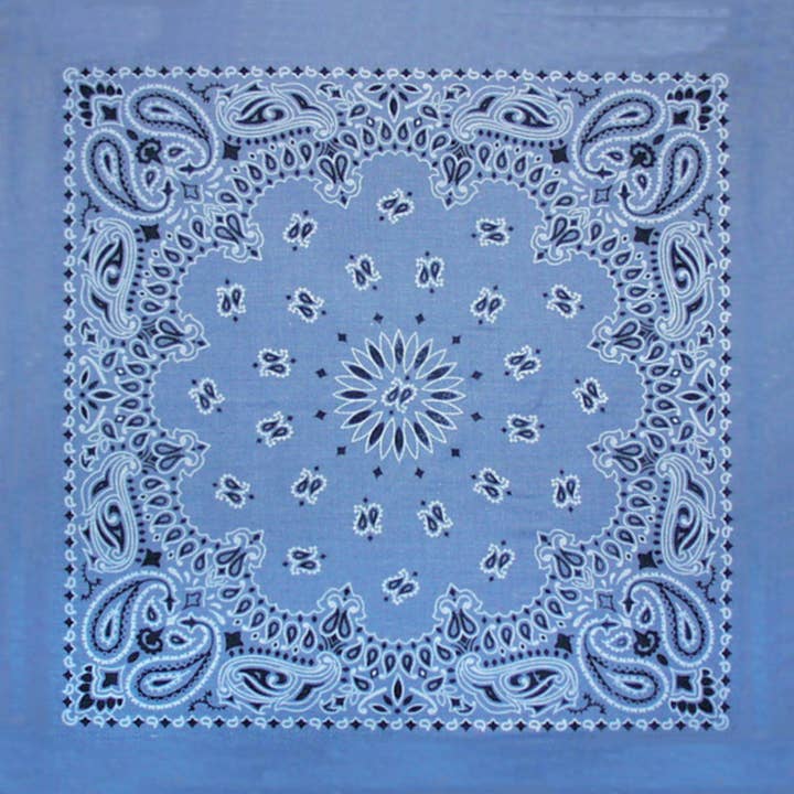 Bandanna - 35" Grande MADE IN USA - Chambray Paisley for wholesale by The Bandanna Company