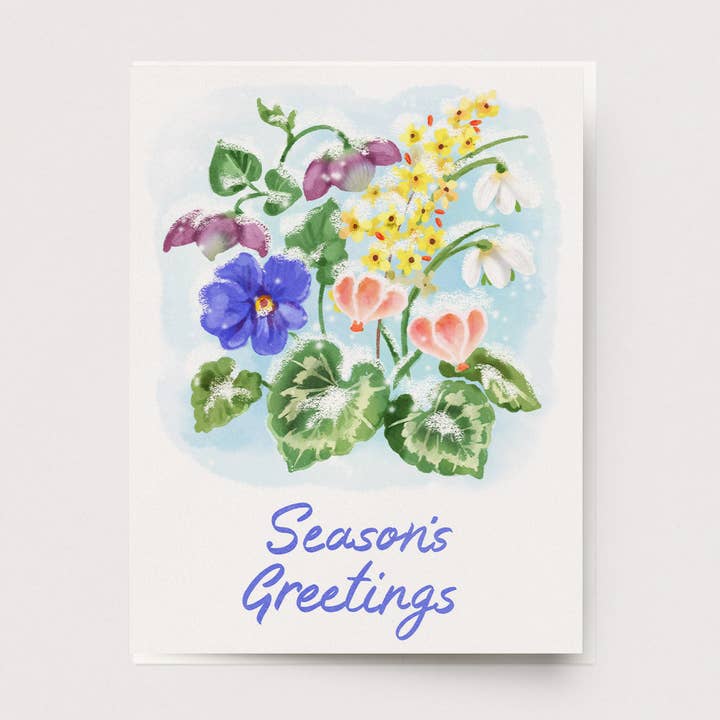 Snow Blooms Holiday Card H-129 for wholesale by Ingrid Press
