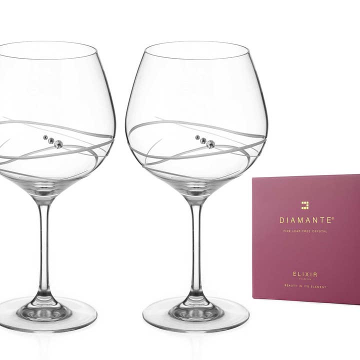 DIAMANTE - Vente Verres à cocktail/alcool - Verres à Gin Soho en cristal taillé à la main ornés de Swarovski