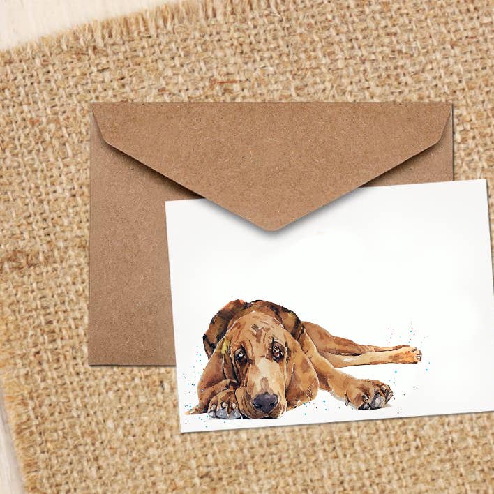 Bloodhound II Grußkarten/Grußkarten mit Aquarellkunst für den Großhandel von edswatercolours