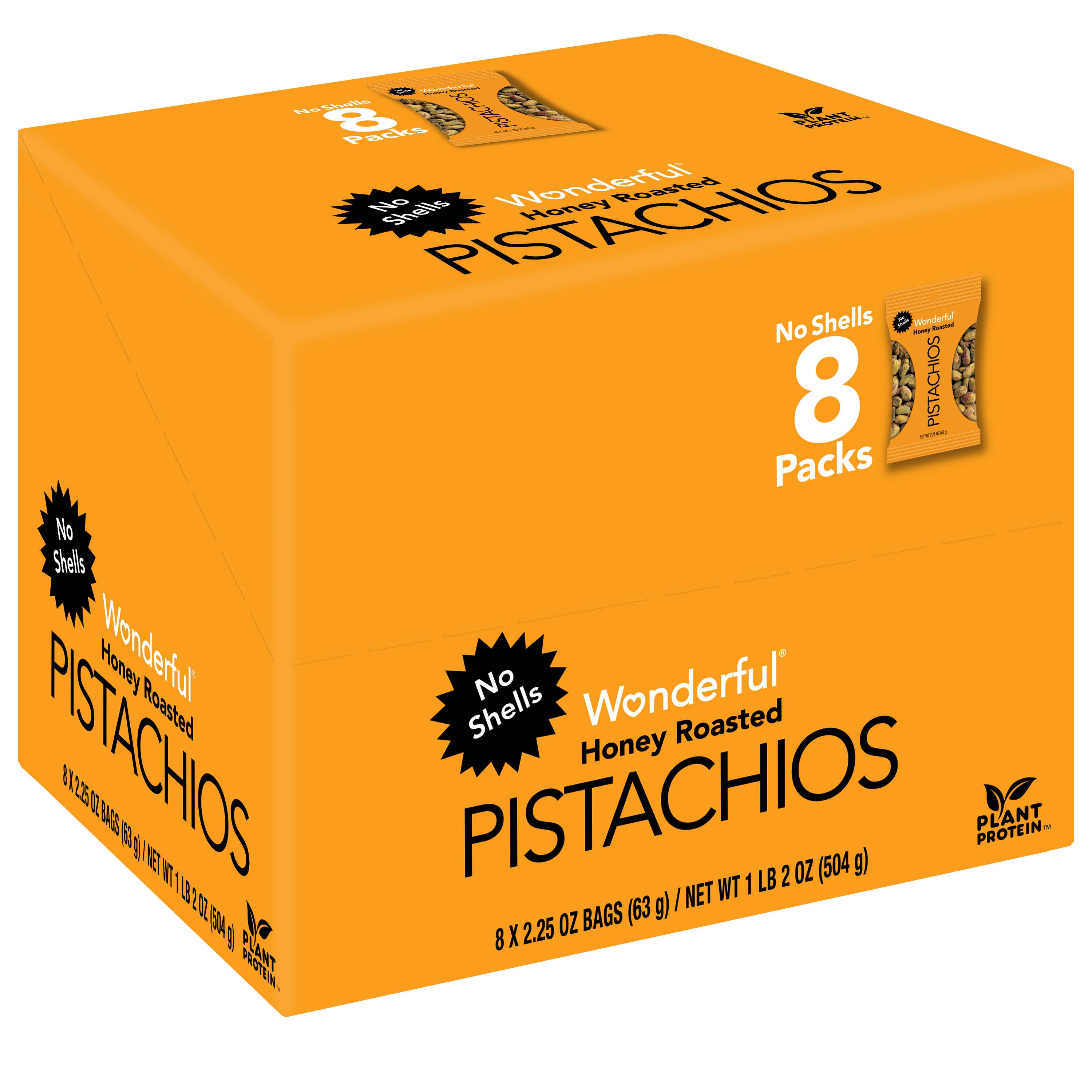 Wonderful Pistachios - Wholesale Nuts - Wonderful Pistachios No Shells Honey Roasted 2.25oz (8pk)3