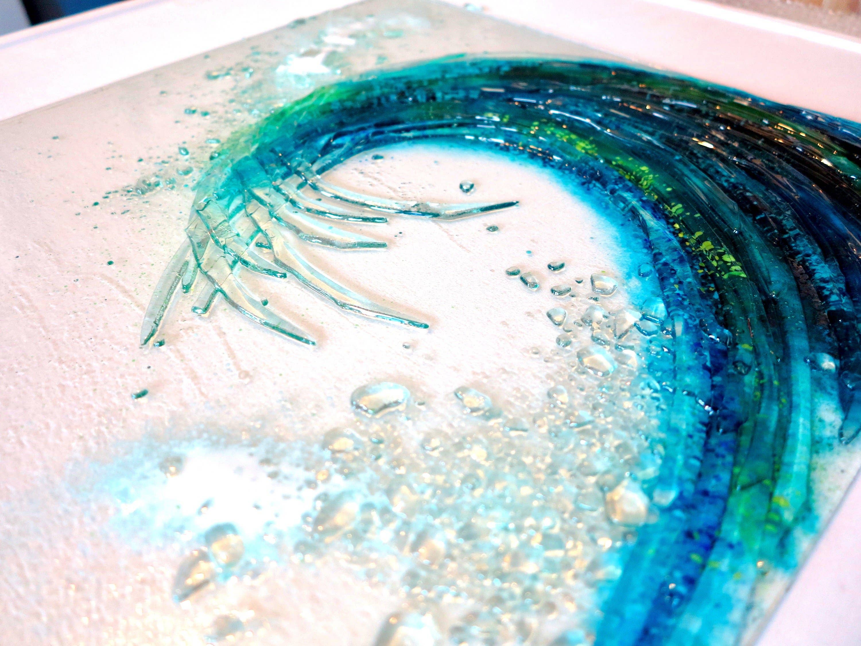Dreya Glass - Wholesale Wall Accent - Framed Fused Glass Tsunami Breaking Wave Wall Art (UK only)4
