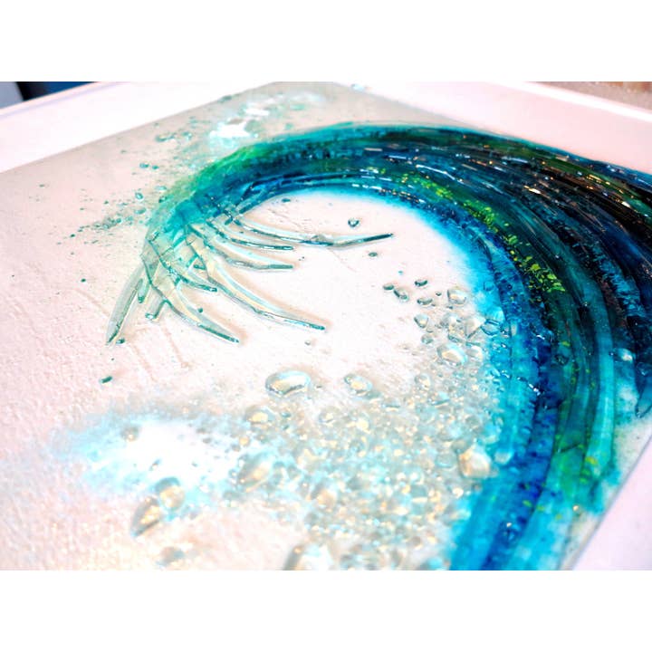 Dreya Glass - Wholesale Wall Accent - Framed Fused Glass Tsunami Breaking Wave Wall Art (UK only)4