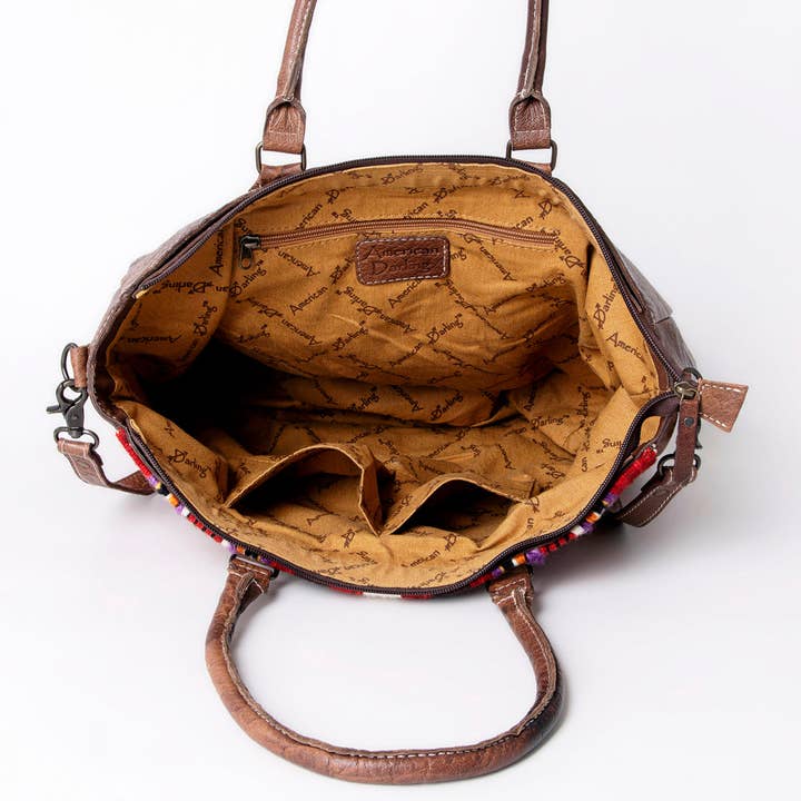 LS Western - Wholesale Tote Bag - Women's - ADBG1005 American Darling Handwoven Saddle Blanket Tote Bag Genuine Leather Trim23