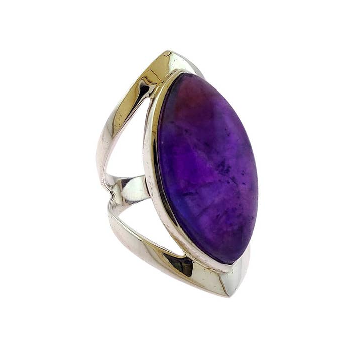 Crystal Earth Sterling – Großhandel Einzelstein-/Solitär-Ring – The Marquesa Open Band Anhänger, Sterlingsilber, Amethyst2