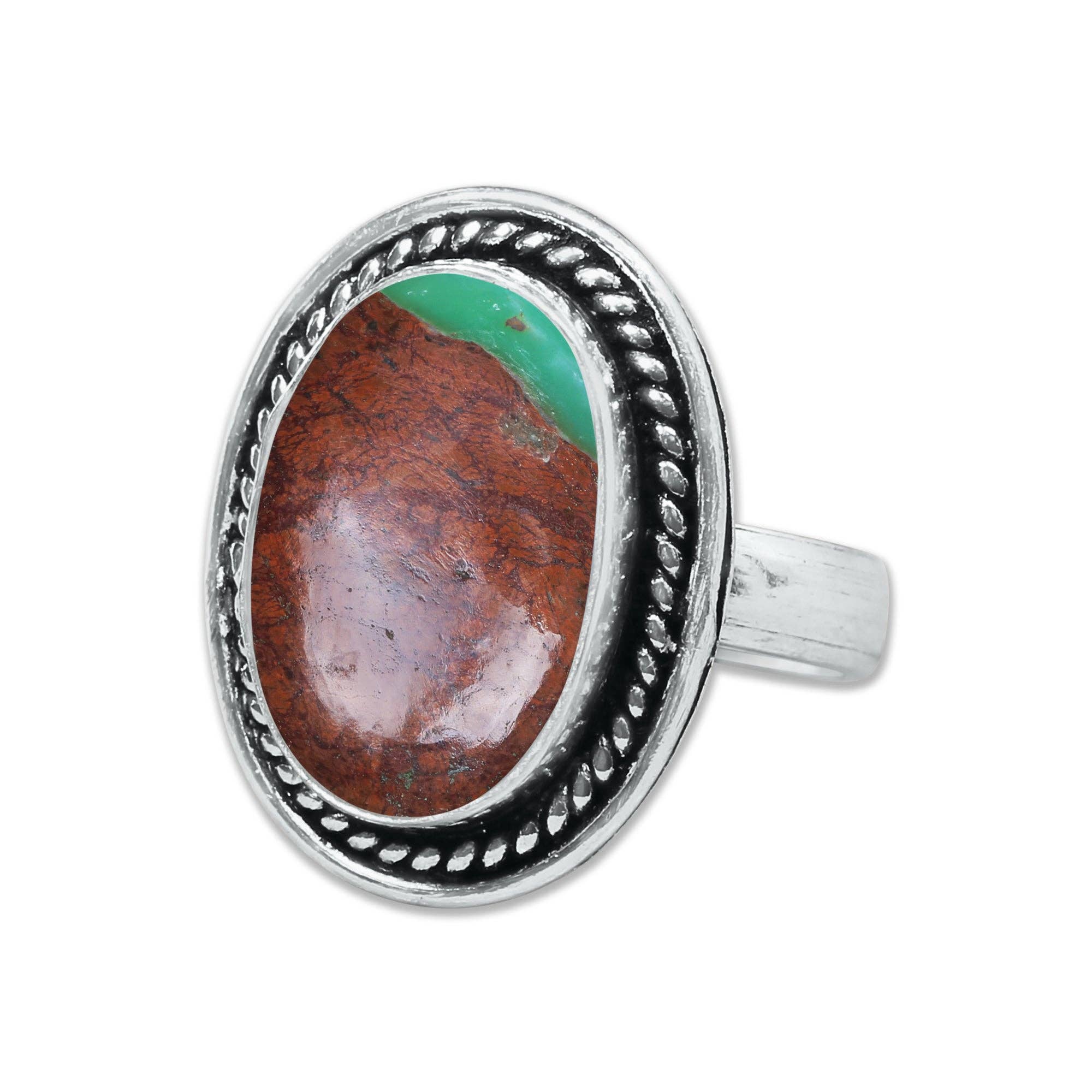 Handmade Jewels - Wholesale Cocktail/Statement Ring - Chrysoprase Matrix Rings – Silver-Plated, Handmade, Assorted Sizes (Made to Order)6