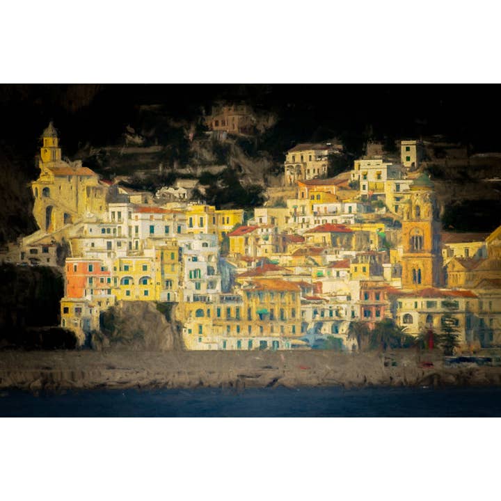 Côte amalfitaine italienne : paysage de coucher de soleil à Positano pour la vente par Richard Miles Photos