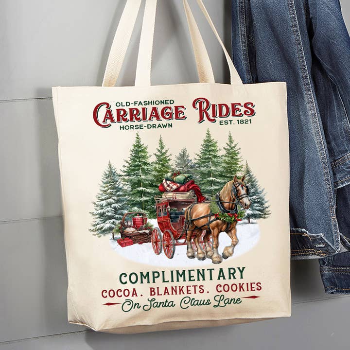 Bolso de lona Christmas Carriage Rides Horses para venta al por mayor de Avery Lane Gifts