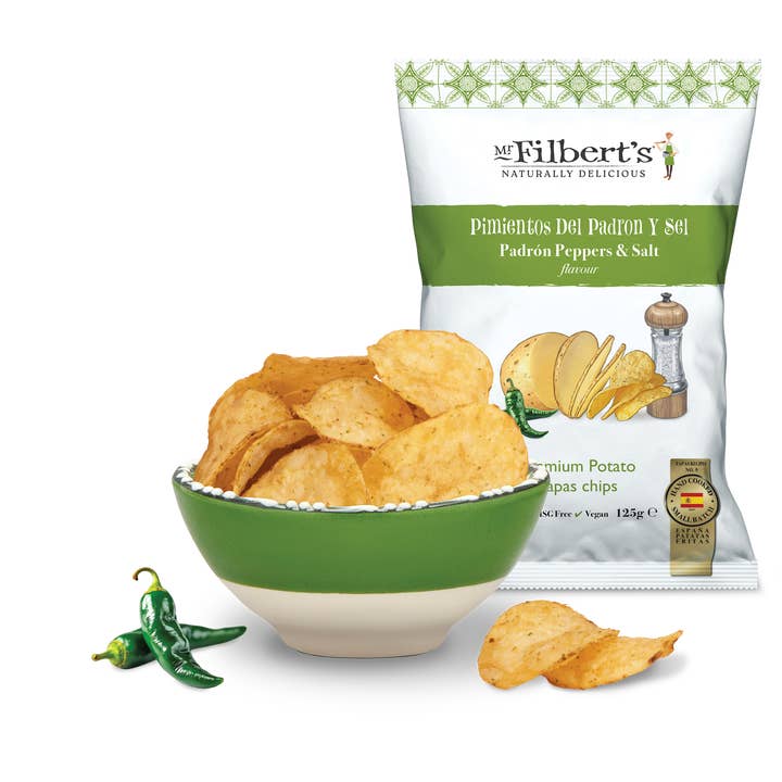 Padron Pepper & Salt Tortilla Flavour Crisps for wholesale by Mr Filbert's