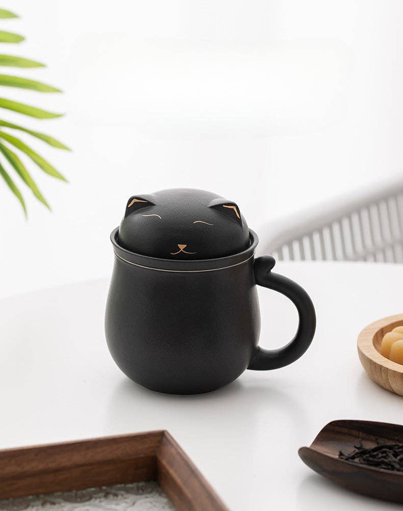 Gohobi （We cover U.S. import duties） - Wholesale Tea Set - Gohobi Lucky Black & White Cat Tea Cup With Infuser1