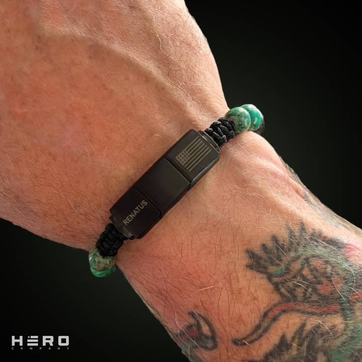 The Hero Company - Wholesale Beaded Bracelet - Phoenix Rising Fire Agate & Lava Bead Bracelet: Helps Pair Veterans With A Service Dog Or Shelter Dog -Faire3