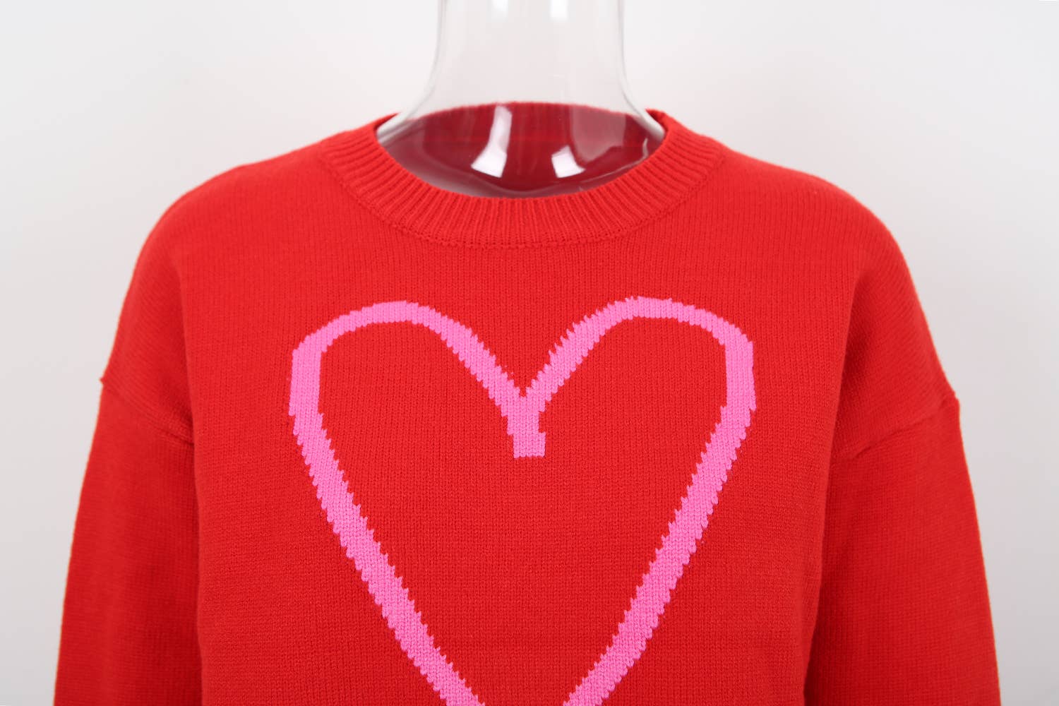 Hope & Sunshine - Wholesale Knit Sweater - Women's - Valentine's Heart Pullover Sweater38