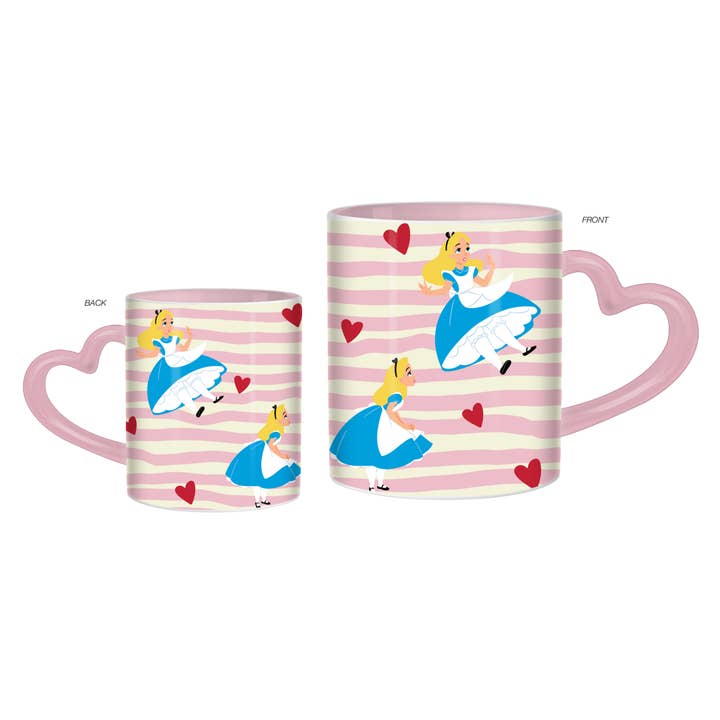 Alice Poses Stripes & Hearts 20oz Shaped Handle Ceramic Mug for wholesale by Silver Buffalo