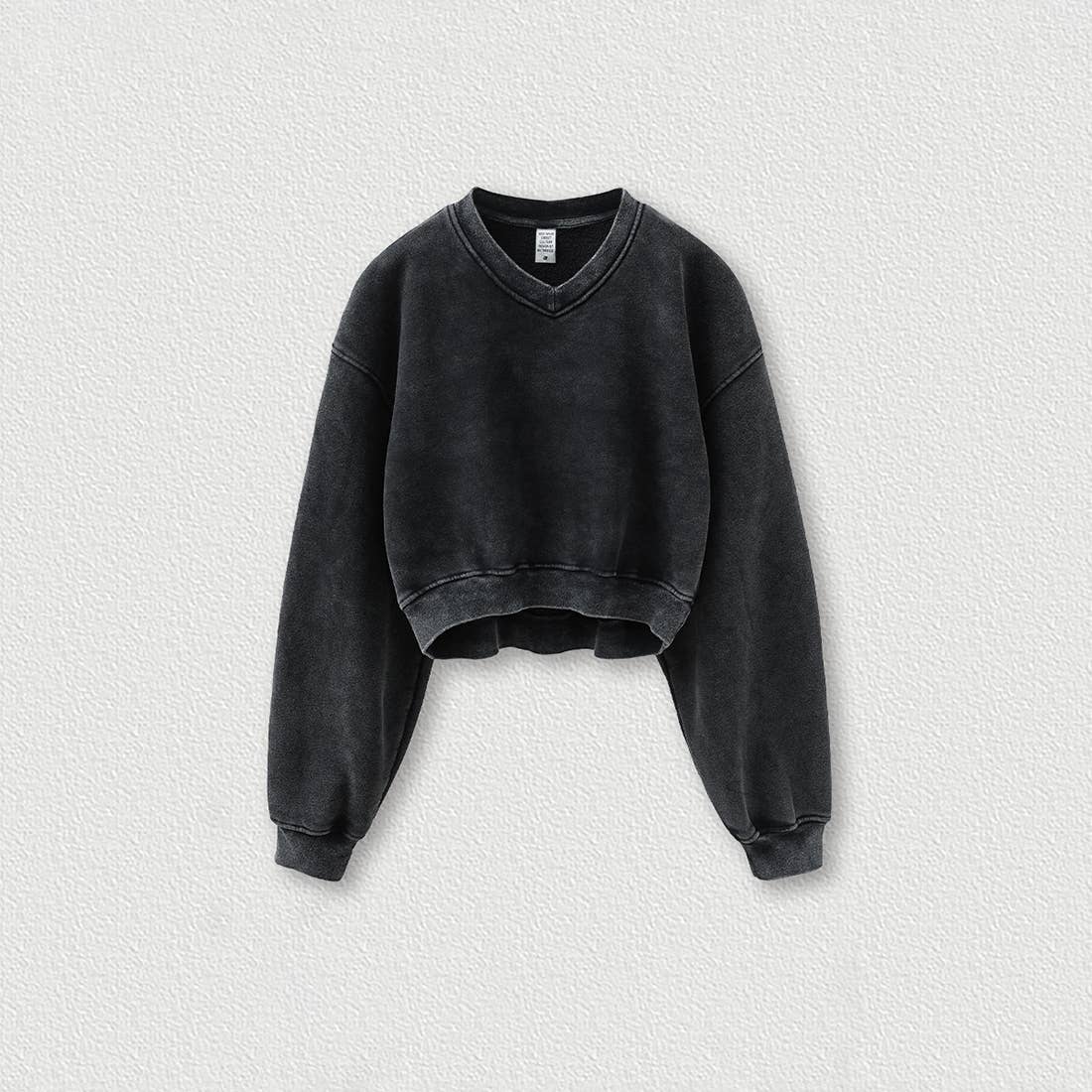 Sodalemon - Wholesale Sweatshirt - Women's - Women's washed velvet V-neck cropped sweatshirt4