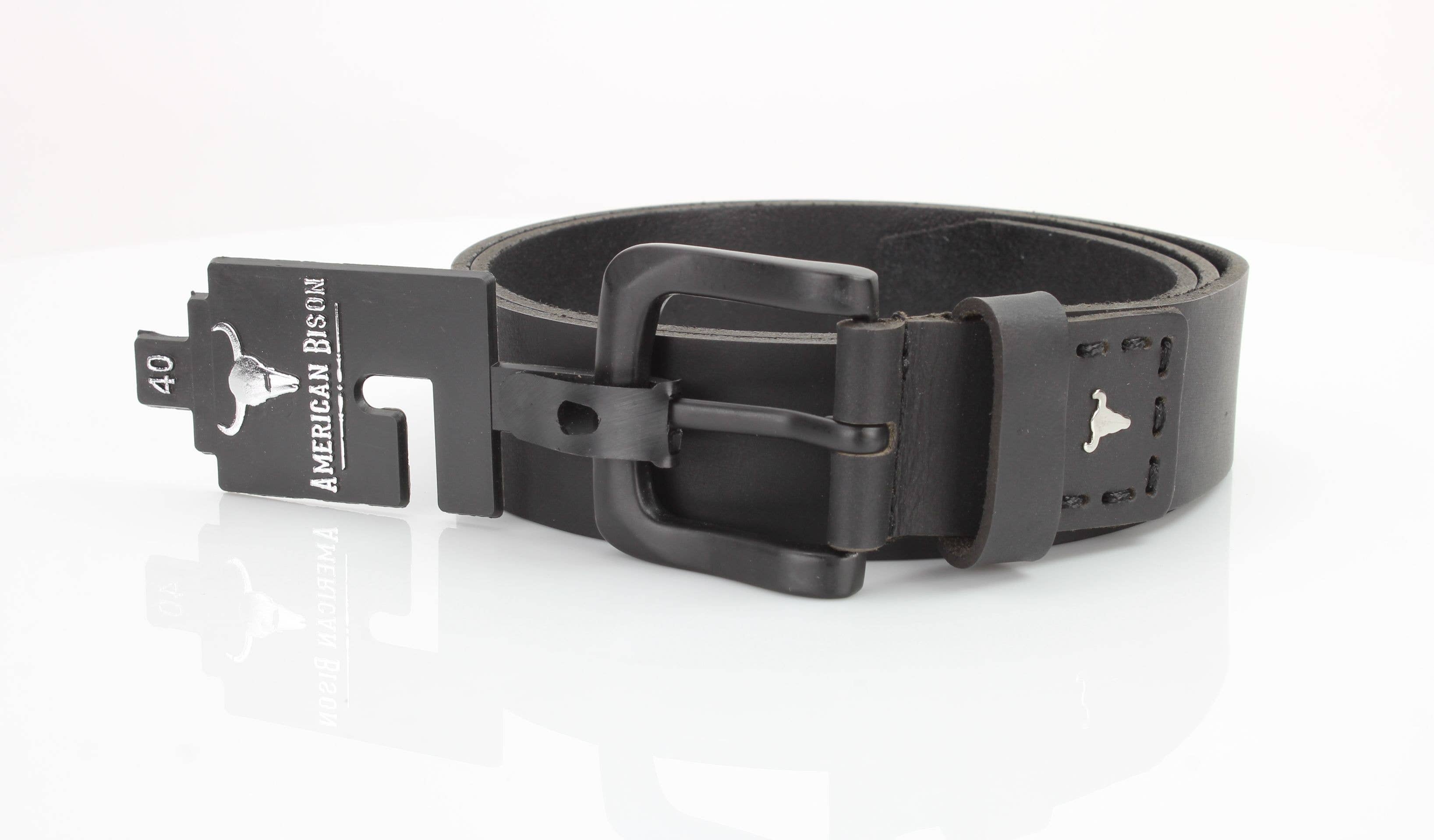 Leather Impressions Inc - Vente Ceinture – unisexe - Ceinture en cuir classique avec coutures fines et logo - ABB 01019
