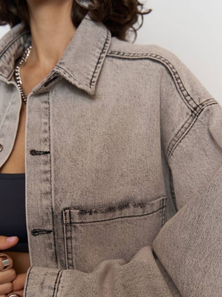 Mccolin - Wholesale Denim Jacket - Women's - Oversized Distressed Denim Jacket2