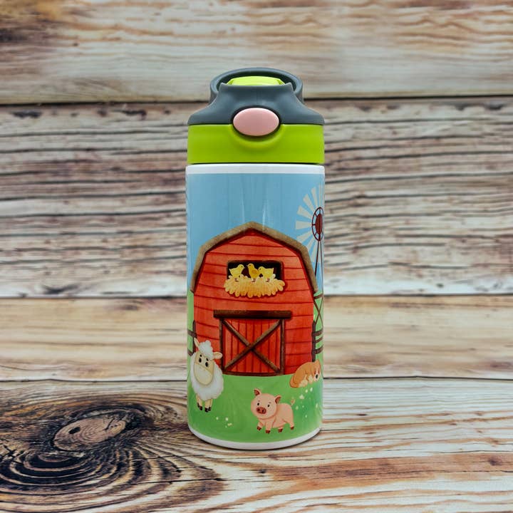 Sage & Soil - Wholesale Drinking Glass/Cup - Kids & Baby - Farm Animal Barn Scene Kids Insulated Straw Tumbler