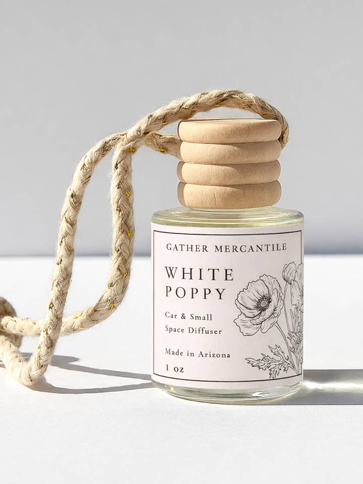 Diffusore per auto e piccoli spazi al papavero bianco per la vendita all'ingrosso da parte di Gather Mercantile