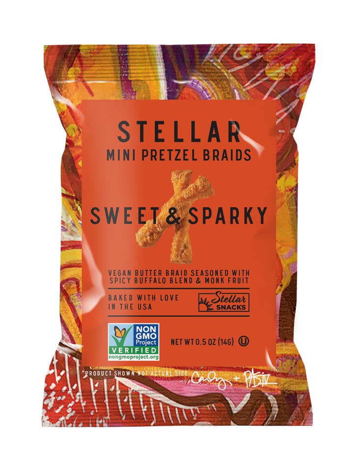 Stellar Pretzel Braids - Sweet & Sparky - 0.5oz (500CT) for wholesale by Stellar Snacks