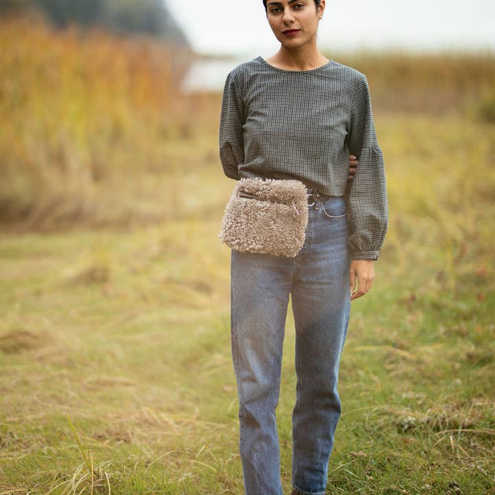 Your Bag of Holding - Wholesale Belt Bag - Women's - YBH Mushroom Shearling Fanny Pack - SMALL STRAP