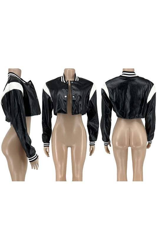 Flarix - Wholesale Leather Jacket - Women's - faux leather cropped jacket8