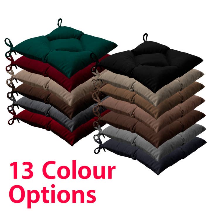 CASASRO - Venta al por mayor Cojines para sillas - CASASRO® Cojines para sillas de comedor | Juego de 4 de 40x40 cm | Tela de terciopelo suave lavable en 9 colores | Cojines con lazos para sujetar13