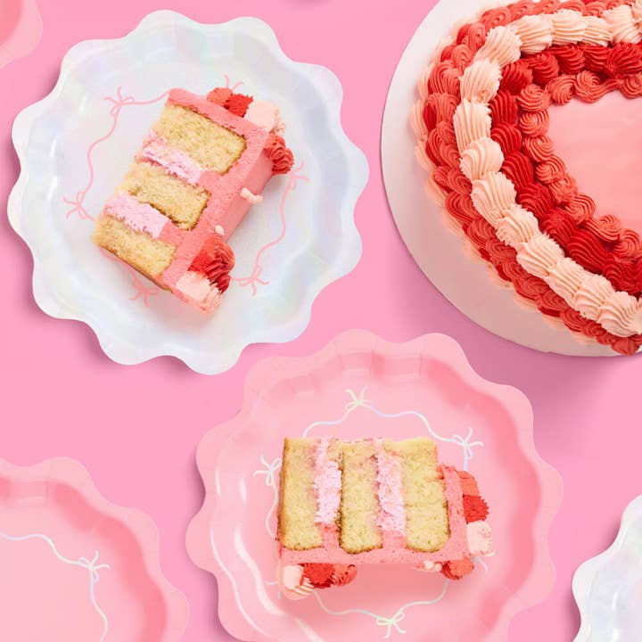 xo, Fetti - Wholesale Disposable Plate - Tying the Knot Plates - 24 paper plates, Bow, Coquette, Bday