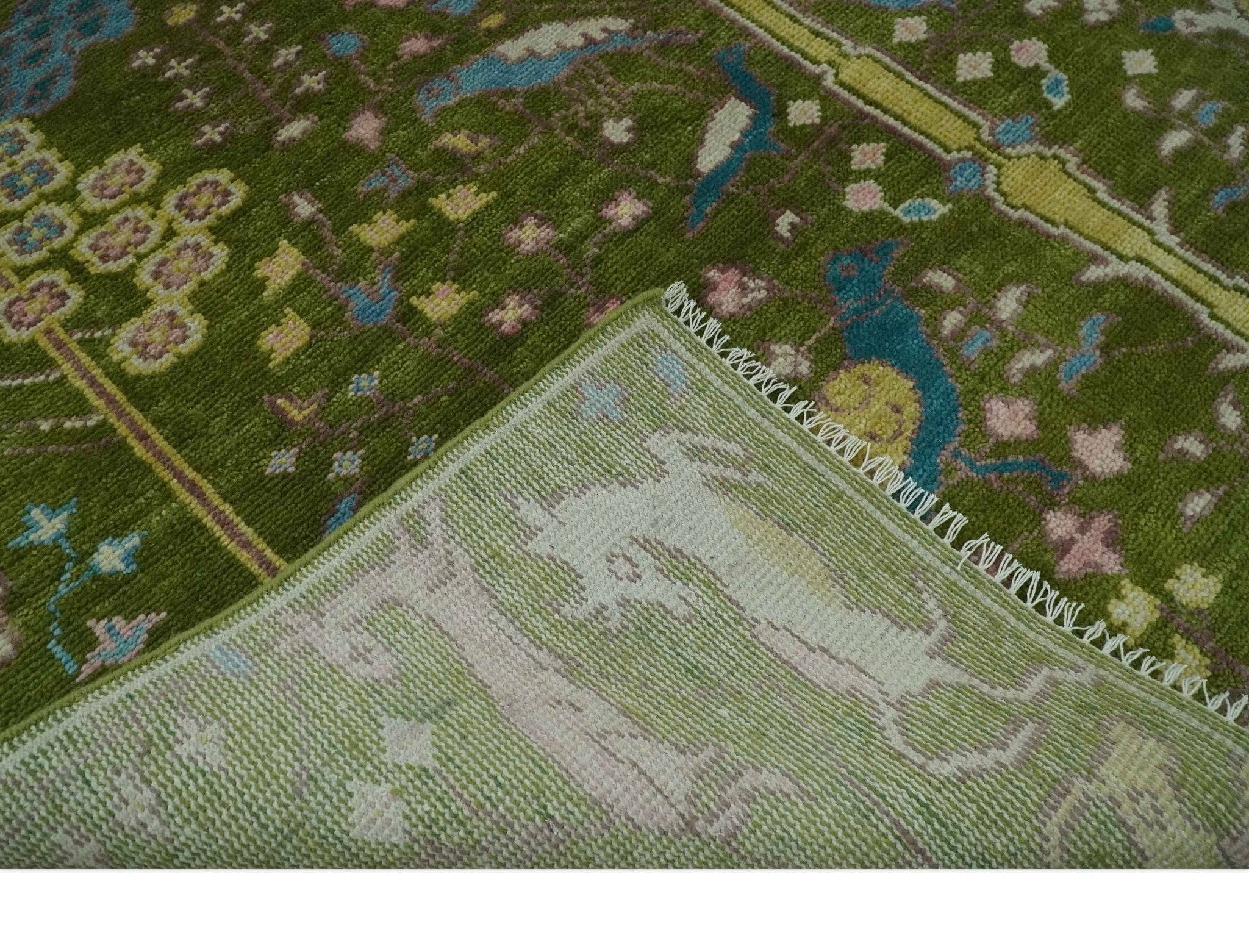 The Rug Decor, Inc. - Wholesale Area Rug - The Green Jungle Life Teal and Peach Peacock Bird Hand Knotted Custom Made Wool Area Rug6