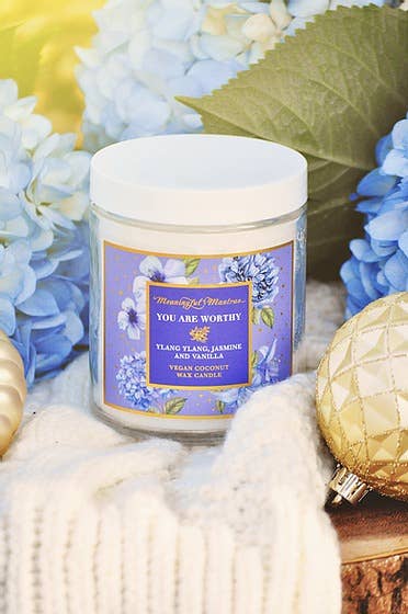 Meaningful Mantras - Wholesale Jar/Filled Candle - 8oz You Are Worthy Ylang Ylang/Jasmine/Vanilla Candle1