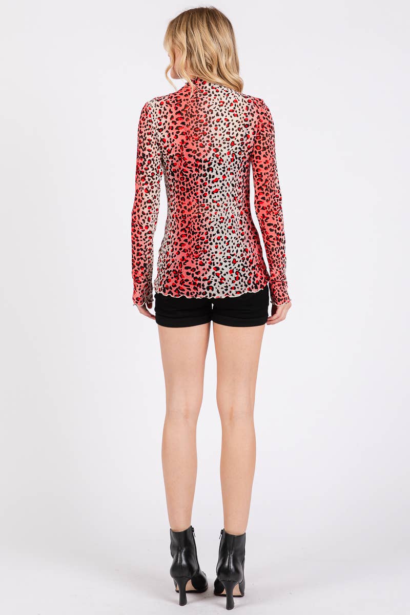 ROSE MULTI Haut à manches longues en maille à imprimé léopard en vente sur Faire12
