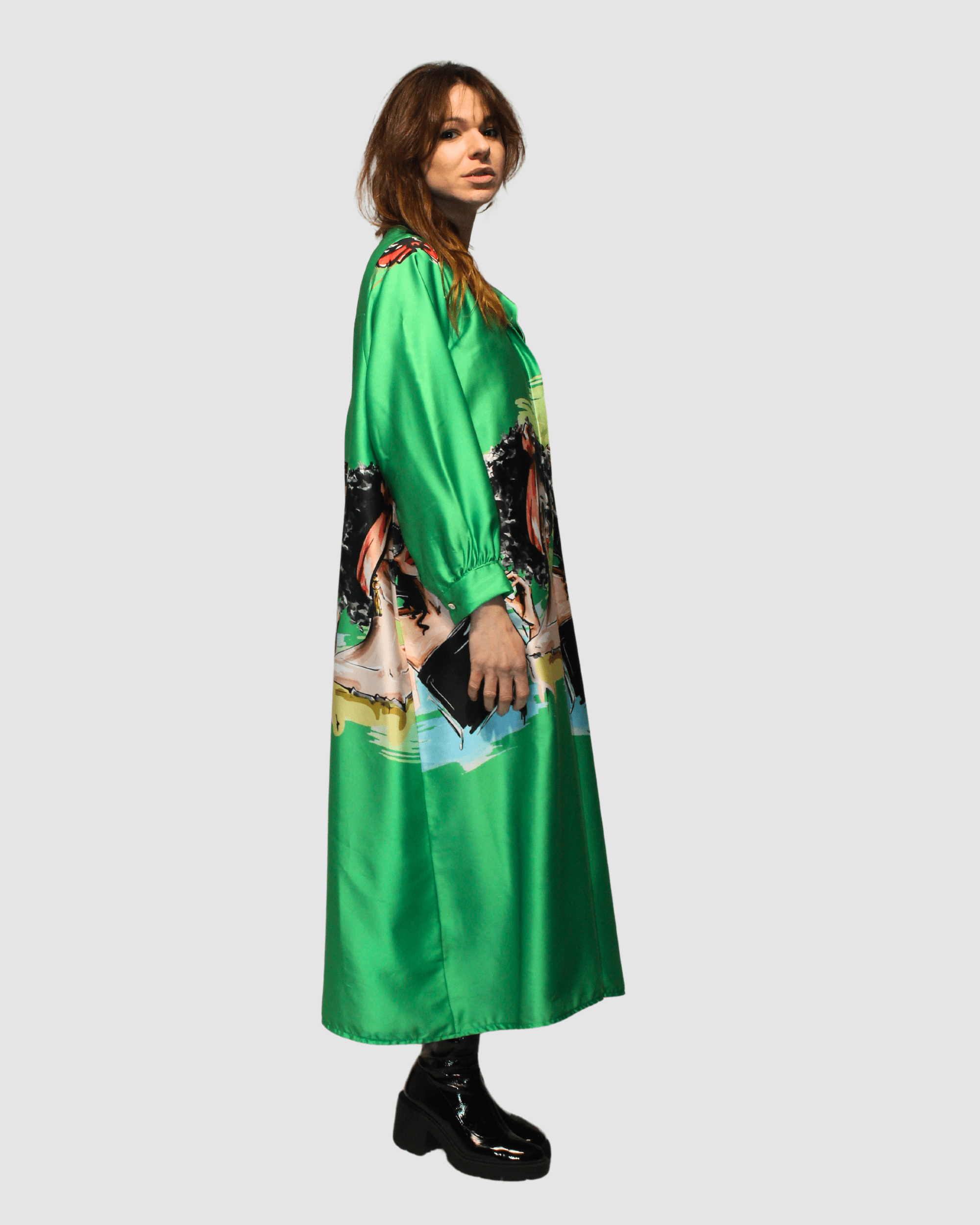 BanBat – Engroshandel Kjole - Dame – Satinskjortekjole med trykt mønster - REF: 3073610