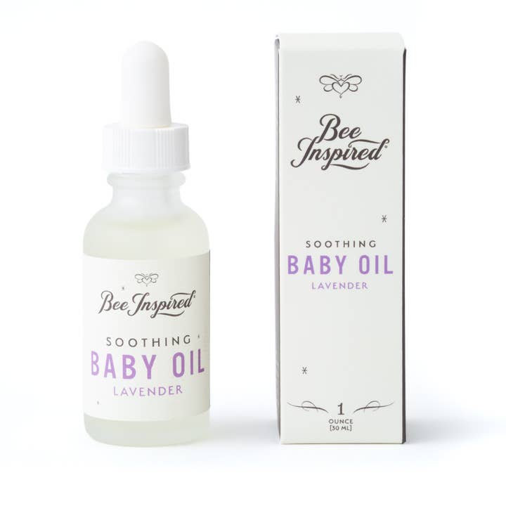Huile pour bébé à la lavande avec livret de massage | 1 oz formulé pour spa pour la vente par Bee Inspired