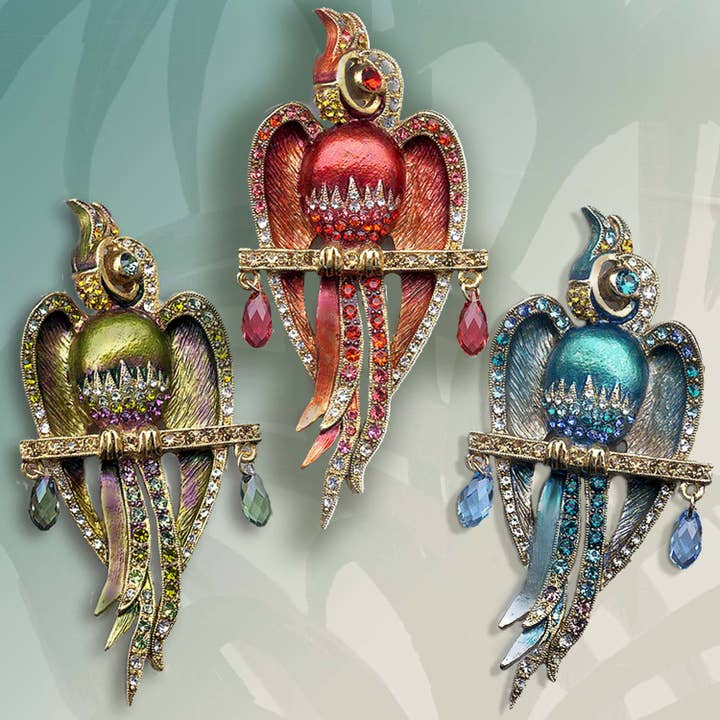 Art Deco Macaw Parrot Pin Brooch for wholesale by Sweet Romance Jewelry