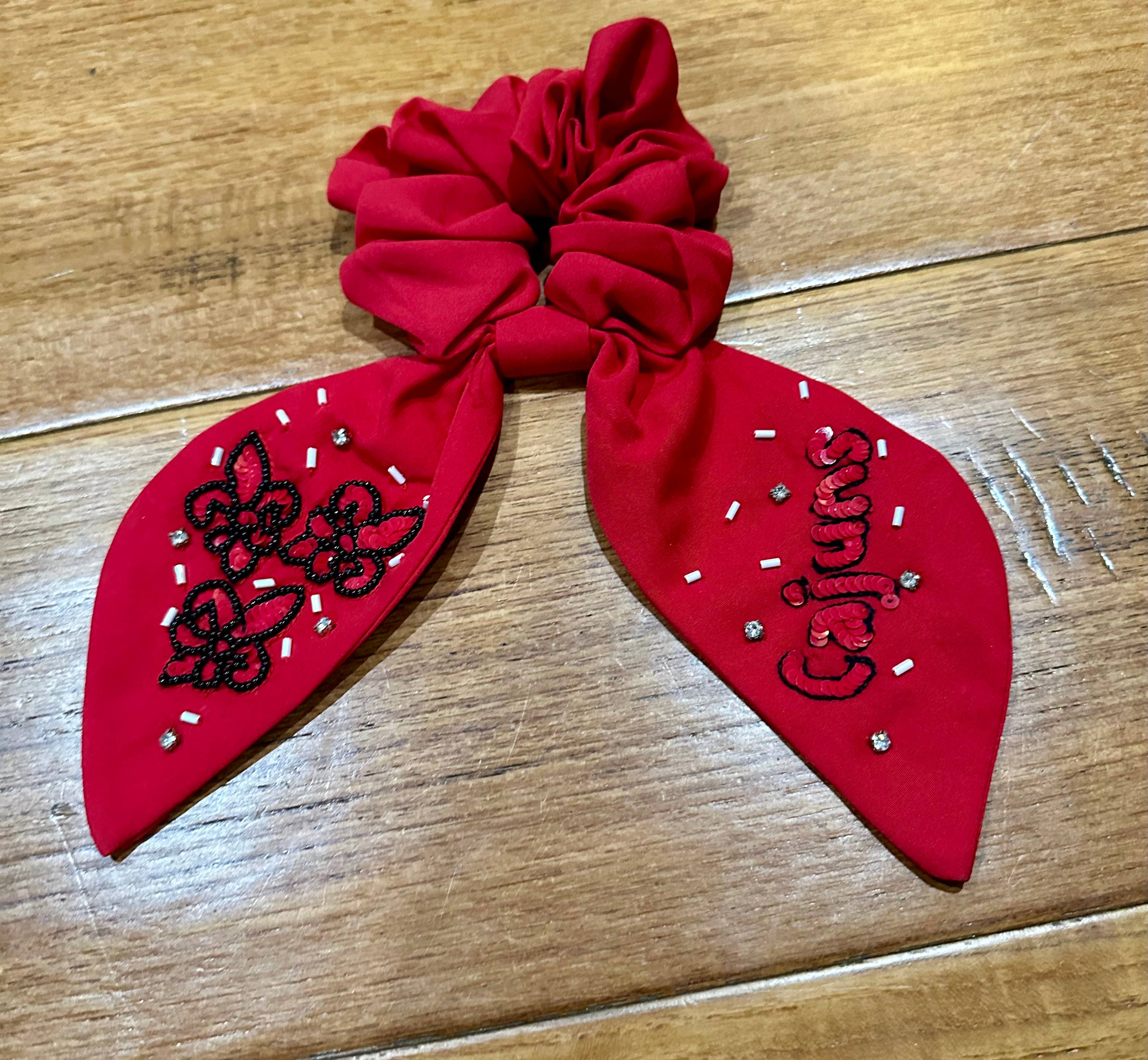 Mon Belle Amie - Vente Chouchou – femme - Chouchou en strass perlé en ragin cajuns rouge0