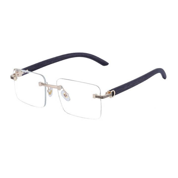 UZ Wholesale Store - Wholesale Sunglasses – Unisex - Unisex UV400 Classic Square Frameless Imitation Wooden Grain Legs Eyewear Sunglasses