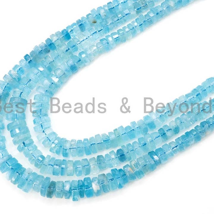 Top kvalitet Aquamarine gradueret 7mm til 14 mm Rondelle facetteret perler, klar blå ædelsten perler, fuld Strand, SKU #U27 for engroshandel hos BestBeads&Beyond