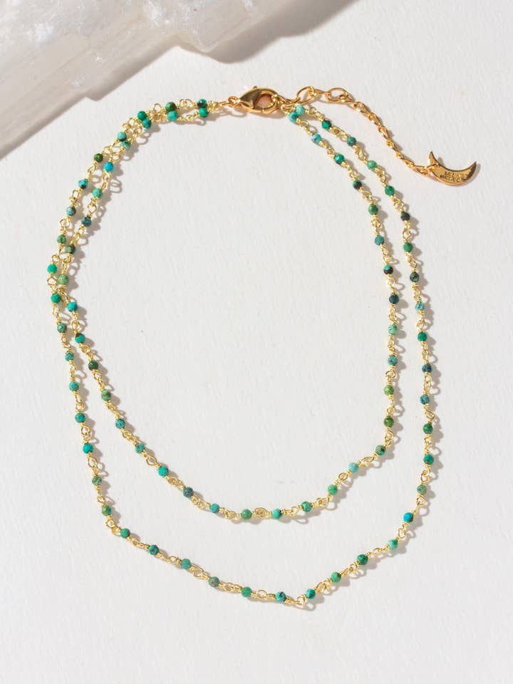 Draped In Gems Anklet - Turquoise for wholesale by Luna Norte
