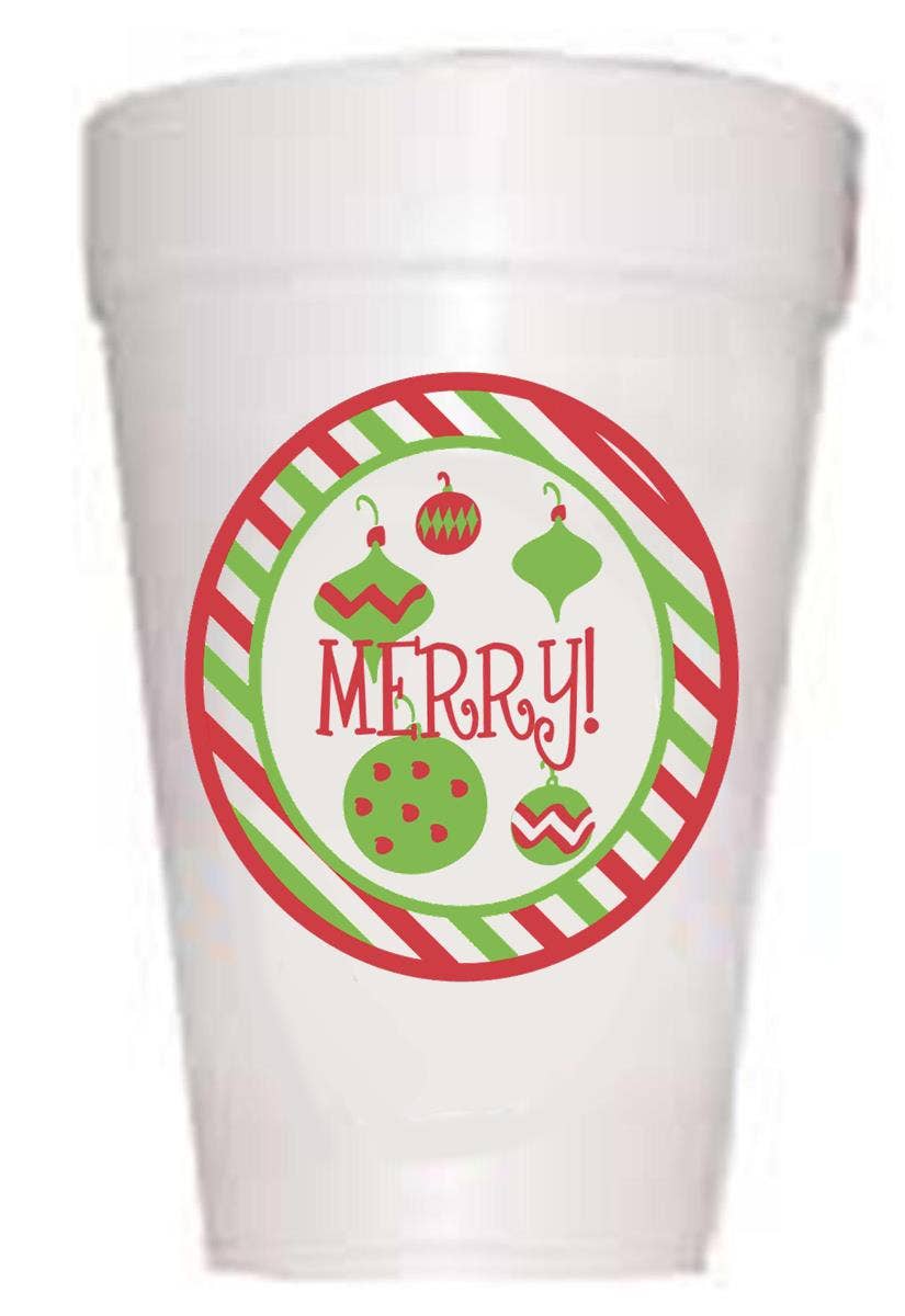 Preppy Mama - Wholesale Disposable Cup - Merry Christmas Ornaments Cups- Styrofoam