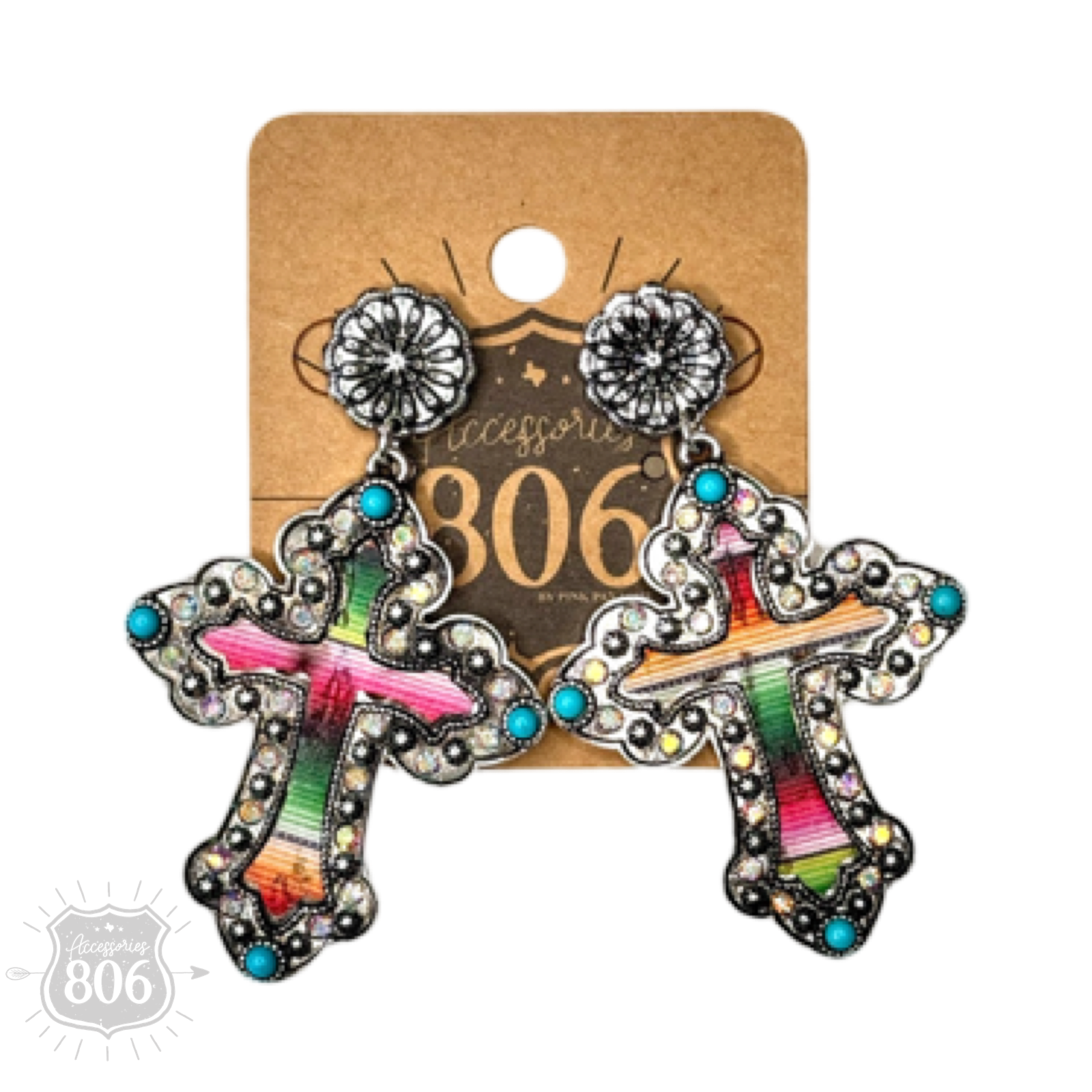 Flera färger Västlig serape korsörhänge för wholesale på Faire1