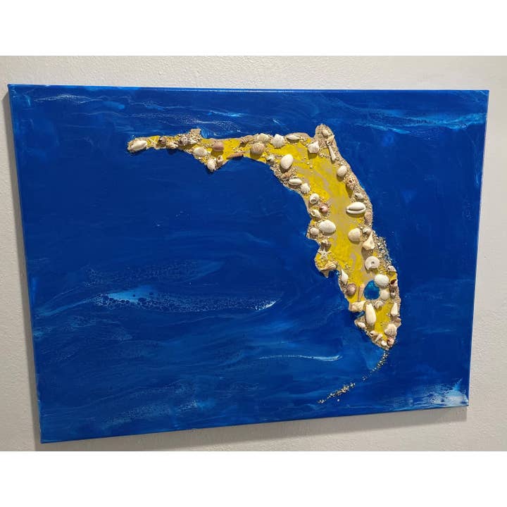 Florida Map. Art Original.Beach Painting for wholesale by Art By Nataliia