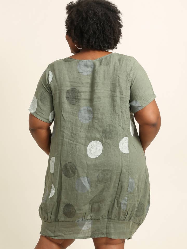 Lea & Luc - Grandes Tailles - Wholesale Dress - Women's - Plus size linen dress printed round SKU 4895