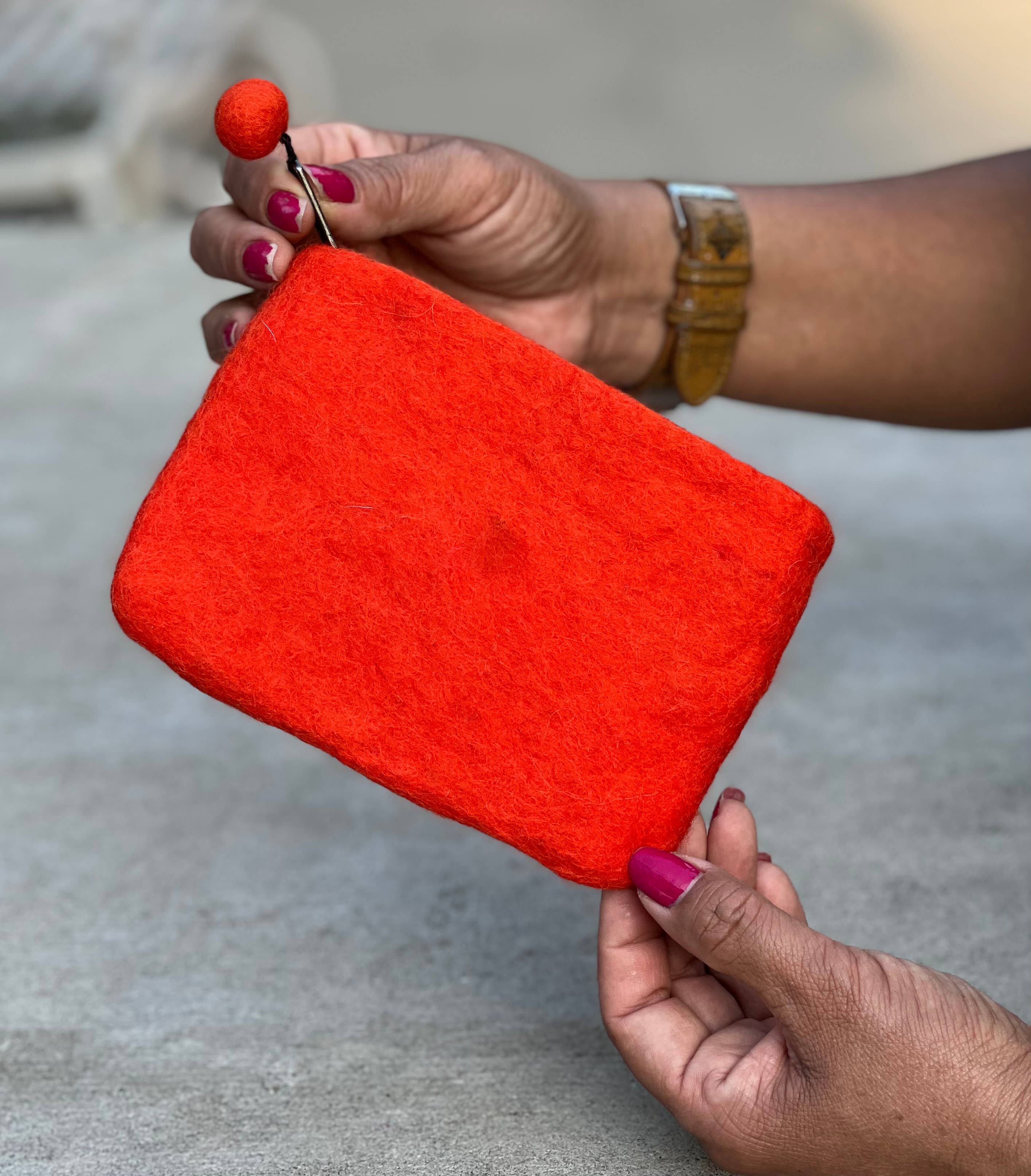 Lungta Imports - Wholesale Coin Purse - Women's - Felted Floral Coin Purse, Kids Pouch, Makeup Pouch5