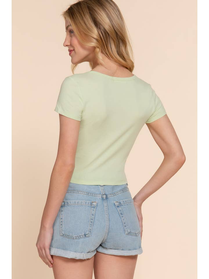 Active Basic | Active USA - Vente Haut en maille – femme - Haut en tricot à col rond en V à manches courtes